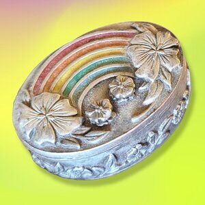 MS. DEE D/C RARE PEWTER RAINBOW JEWELRY TRINKET BOX
